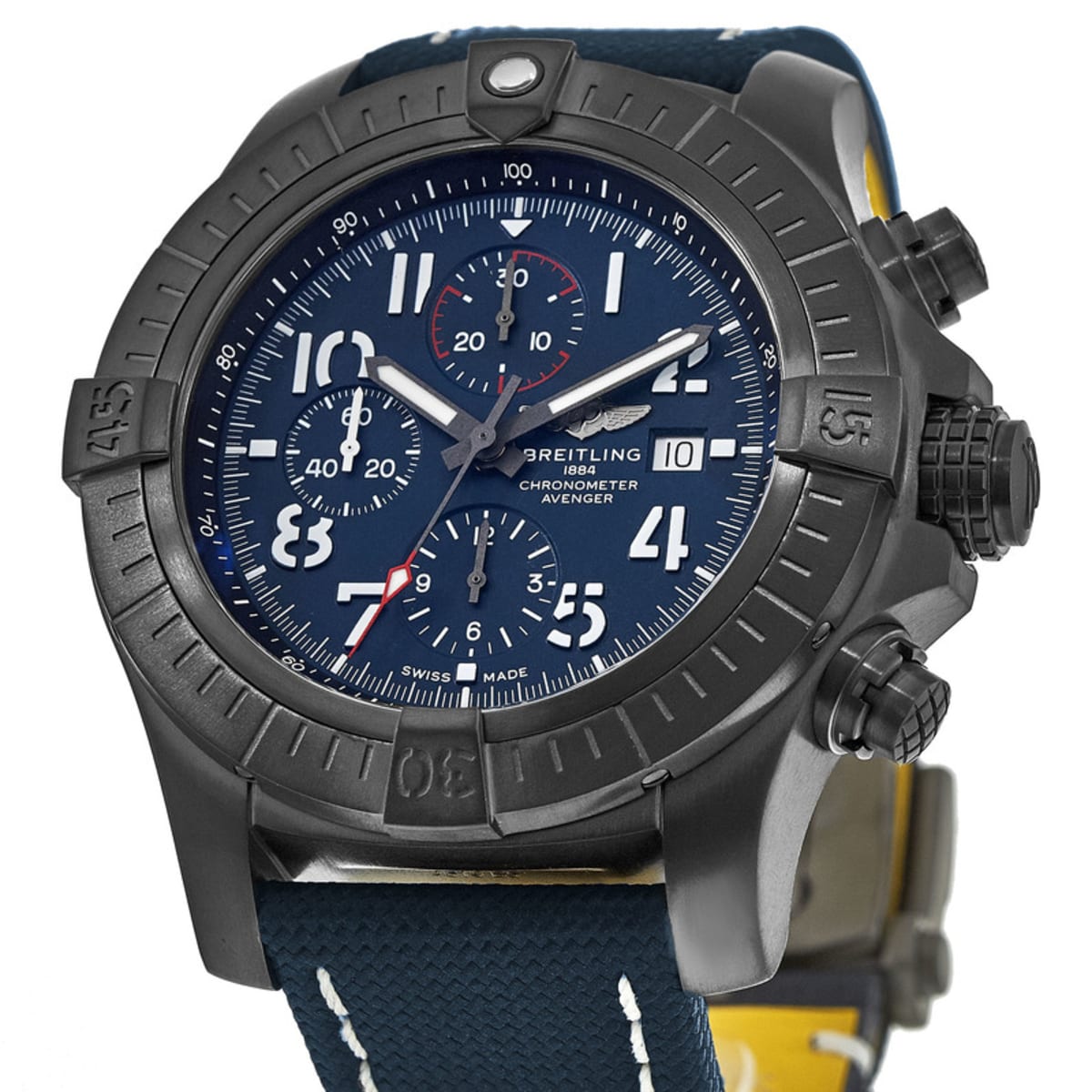 The titanium fake watch has blue dial.